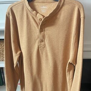 L.L. Bean Camel Long-Sleeve Henley. Layer this or wear it in its own.